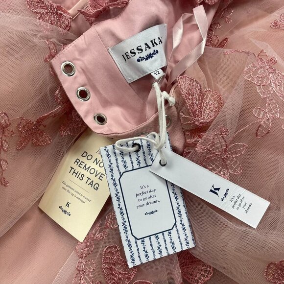 NWT JessaKae Mariposa Dress Womens 12 Flutter Pink Butterfly Corset Back Tulle - Picture 6 of 8